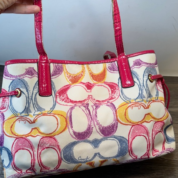 Coach Vibrant Pink and Yellow Shoulder Bag - Picture 5 of 11